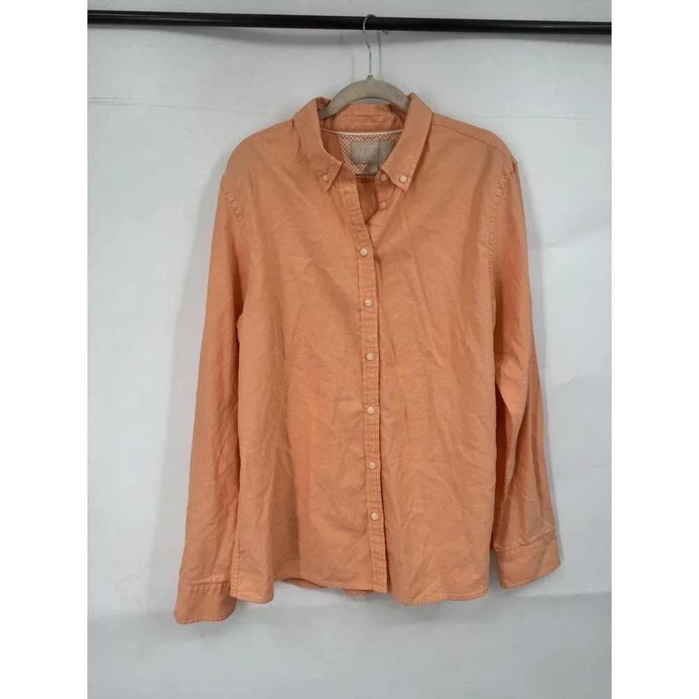 Banana Republic Soft Wash Button Front Long Sleeve Shirt Men‎ L Coral Church